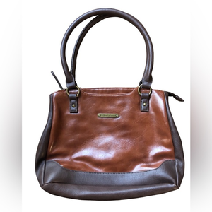 STONE MOUNTAIN USA‎ Two toned Brown Faux Leather Purse Medium Size Classic